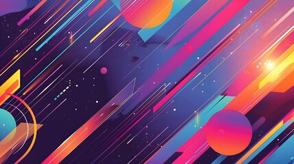 Abstract 1970's background design in futuristic retro style with colorful lines. Vector illustration.