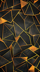 Rich tapestry of seamless, metallic gold geometric shapes on a gradient black background