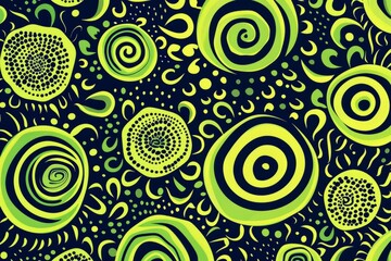 Fototapeta premium Vibrant Green Abstract Swirls and Circles Pattern Background