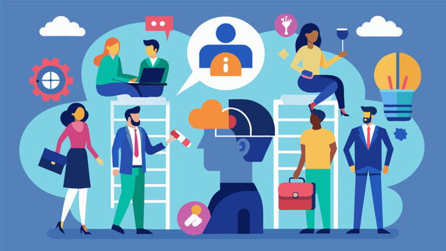 A career fair specifically for neurodivergent individuals featuring employers who are actively seeking to diversify their workforce.. Vector illustration