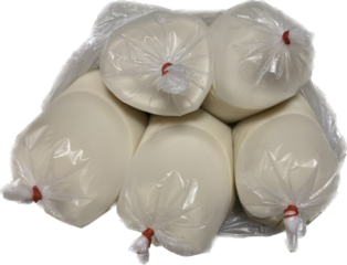 Soy milk in a balloon bags isolated on white, Thai style food packing, breakfast