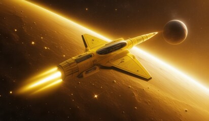 rocket in space or spaceship and space or wallpaper rocket or wallpaper yellow rocket or wallpaper galaxy