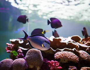 Obraz premium Colorful beautiful fish in the sea with beautiful corals