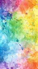 Seamless background of vibrant, splashing watercolors in a rainbow gradient