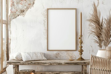 Poster Frame Mockup in Nomadic Boho Style created with Generative AI