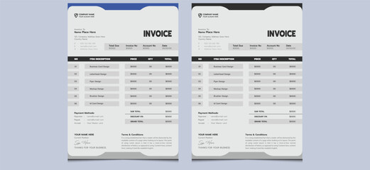 Editable clean simple unique minimal company creative modern corporate professional office price money bill form business invoice stationery design template.