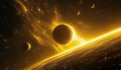 Obraz premium sun rising over the planet