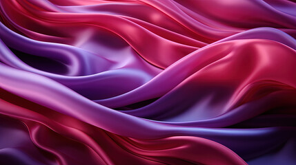 Obraz premium Fluttering Magenta Color Fabric Heavenly in Space With Delicate Folds on Blurry Background