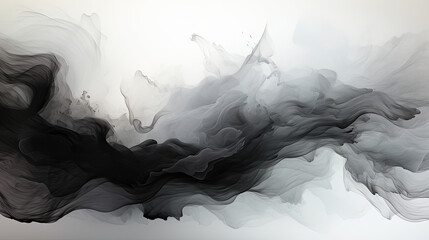 Beautiful White and Black Abstract Art of Paint Brush Stroke on Background