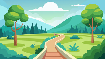 Obraz premium The soft track walking area boasts panoramic views of the surrounding greenery providing a serene environment for rehab.. Vector illustration