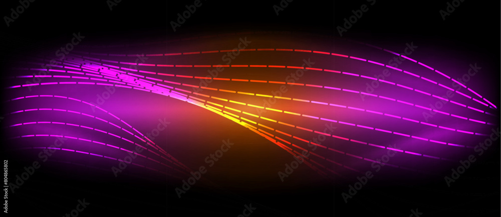 Aufkleber vibrant colorfulness of purple and orange waves against a black sky, creating a mesmerizing visual e