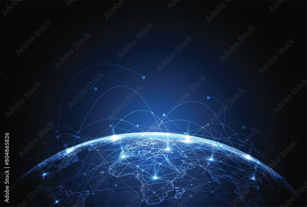 Poster global network connection. world map point and line composition concept of global business. vector i