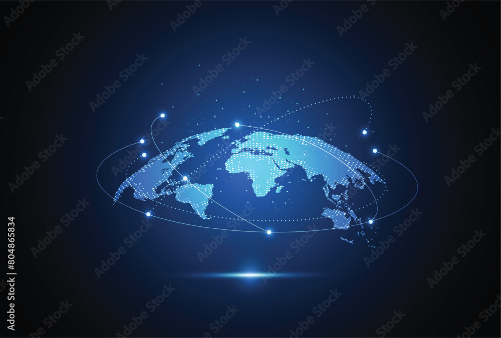 Poster global network connection. world map point and line composition concept of global business. vector i