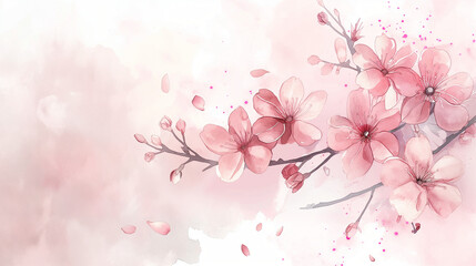Fototapeta premium Watercolor of cherry blossoms, fluffy and gentle hand-drawn style illustration
