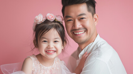 dad & child. Little girl dressed as a princess