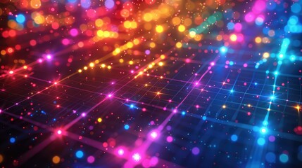 Naklejka premium Immerse yourself in a mesmerizing world of vibrant colors and sparkling lights.