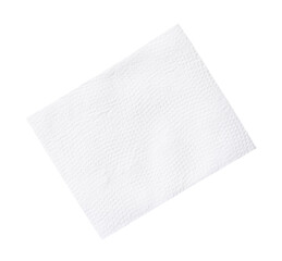 Top view of folded tissue paper or napkin paper isolated on white background with clipping path