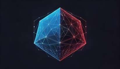 illustration of impenetrable internet security, diamond on black background or abstract background with triangles or spider line design