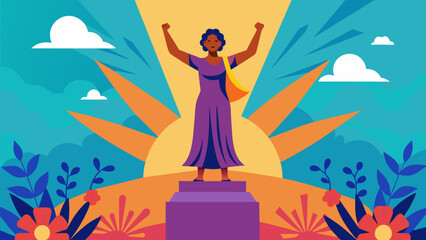 Naklejka premium A statue of a woman or man representing the spirit of Juneteenth and eternal gratitude for the heroes who have fought for the rights and empowerment. Vector illustration