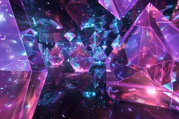 Abstract geometric background with low poly shapes, crystal structure