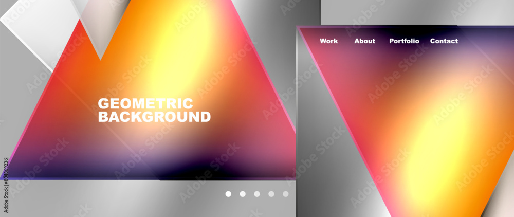 Poster A techy geometric background with triangles in shades of magenta on a sleek gray backdrop. Perfect for showcasing communication devices and gadgets