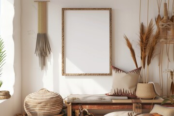 Poster Frame Mockup in Nomadic Boho Style created with Generative AI