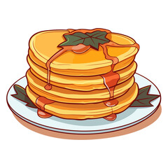 An icon representing pancakes with maple syrup, rendered in a vector style