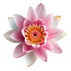 beautiful pink lotus flower top view isolated on white background. Generative Ai