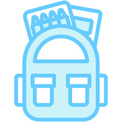 Backpack blue color icon, related to kindergarten theme, use for UI or UX kit, web and app development