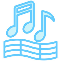 Music blue color icon, related to kindergarten theme, use for UI or UX kit, web and app development