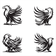 set of eagle vector logos illustrations, 