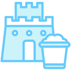 Sand Castle blue color icon, related to kindergarten theme, use for UI or UX kit, web and app development
