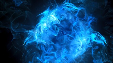 Abstract blue smoke on black background, Fantasy fractal texture, Generative AI illustrations.
