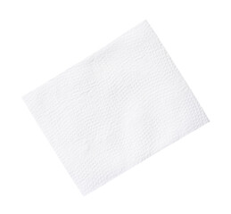 Top view of folded tissue paper or napkin paper isolated with clipping path in png file format