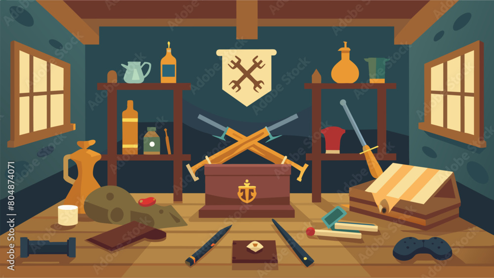 Poster a room filled with old weapons and artifacts from the revolutionary war testing players knowledge as