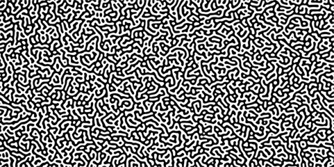 Turing reaction diffusion monochrome seamless pattern with chaotic motion. Linear design with biological shapes. Organic lines in Memphis. abstract truing organic wallpaper background maze, coral.