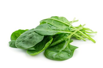 Bunch of spinach leaves on isolated white background. Generative Ai