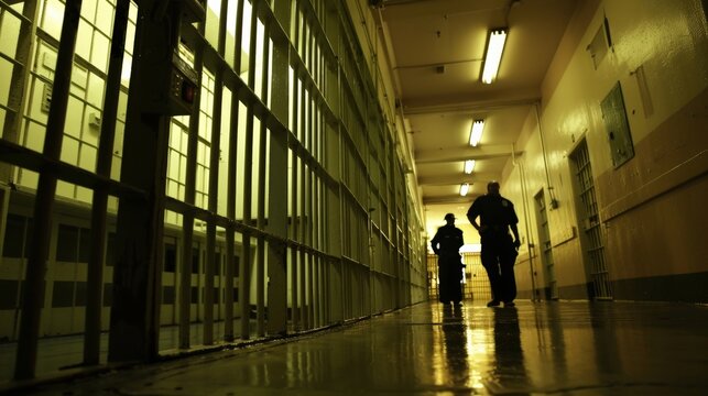 A nightly headcount routine with prison guards checking each cell