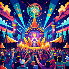 new year party background, High-energy festival backgrounds with bright fireworks and crowds.