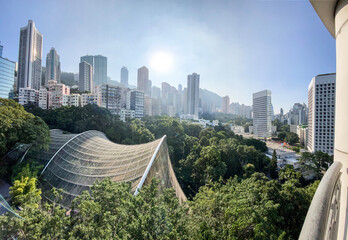 Urban Oasis: Green Park Amidst Soaring Skyscrapers, Hong Kong