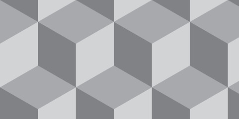 Obraz premium Seamless abstract black and gray stripe rectangles hexagon type cube geometric pattern. modern square diamond mosaic pattern. retro ornament grid tiles and wallpaper used for background.