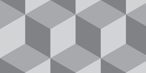 Seamless abstract black and gray stripe rectangles hexagon type cube geometric pattern. modern square diamond mosaic pattern. retro ornament grid tiles and wallpaper used for background.