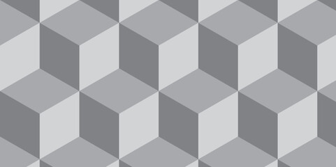 Seamless abstract black and gray stripe rectangles hexagon type cube geometric pattern. modern square diamond mosaic pattern. retro ornament grid tiles and wallpaper used for background.