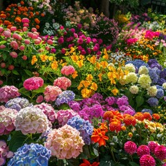 A field of colorful flowers in full bloom