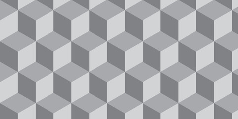 Seamless abstract black and gray stripe rectangles hexagon type cube geometric pattern. modern square diamond mosaic pattern. retro ornament grid tiles and wallpaper used for background.