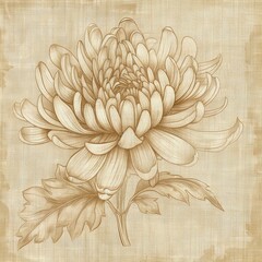 A  beautiful drawing of a chrysanthemum flower - obrazy, fototapety, plakaty