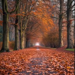A  beautiful path in an autumn forest