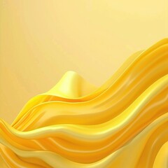 Yellow abstract waves. 3d render of a flowing yellow cloth.