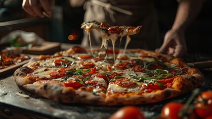 Savoring a Delectable Pizza: Mouthwatering Food Photography Capturing a Sumptuous Recipe Idea