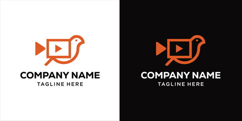 Bird Logo Vector Element with play button. Templates, design inspiration.
